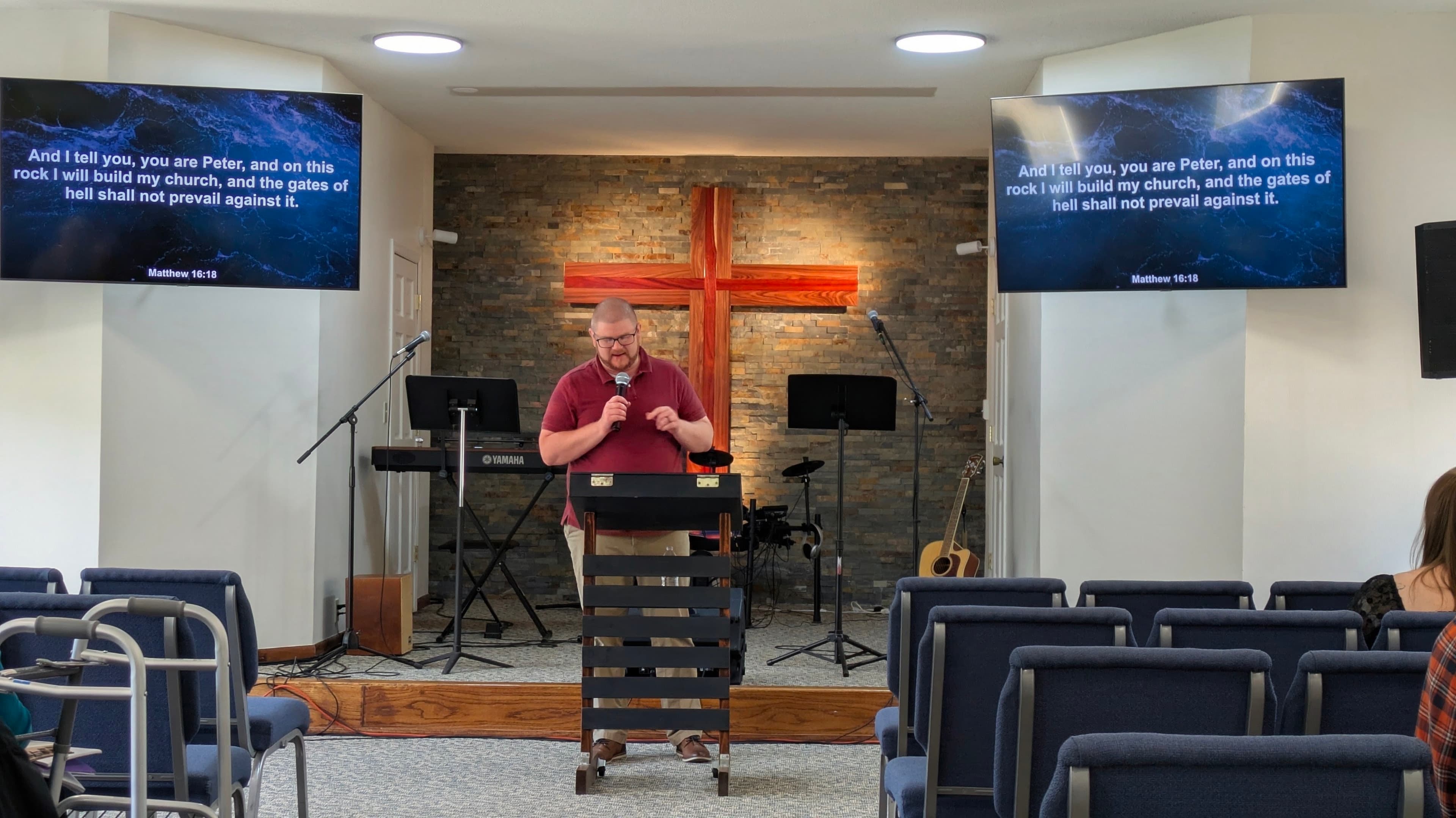 Pastor David Olson preaching in Shakopee, MN
